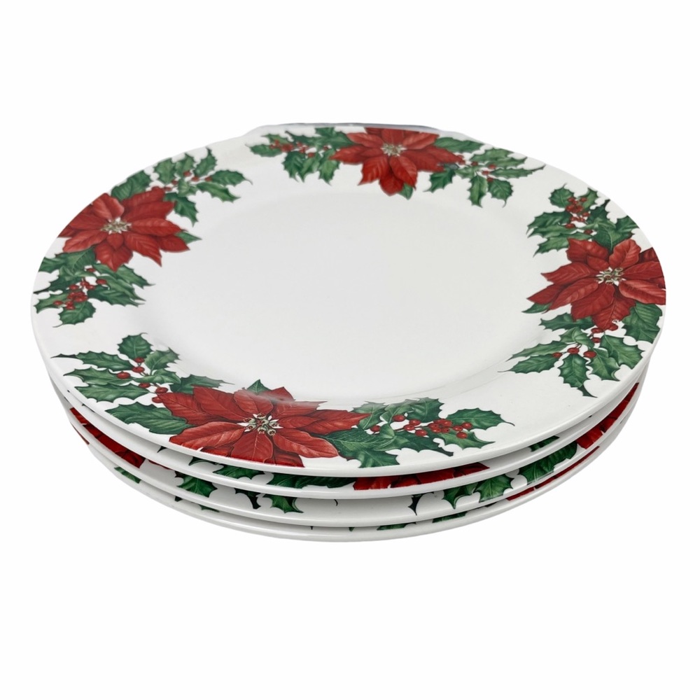 Hallmark Red Poinsettia Holiday 10.5 Dinner Plate - Picture 2 of 8